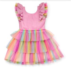 American Girl Pastel Ruffles Rainbow Glitter Party Dress for Girls
